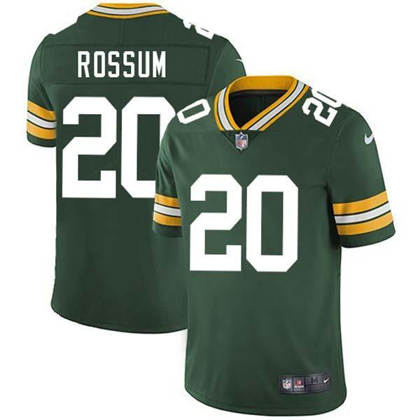 Green Allen Rossum Packers Jersey Custom Sewn-on Patches Mens Womens Youth
