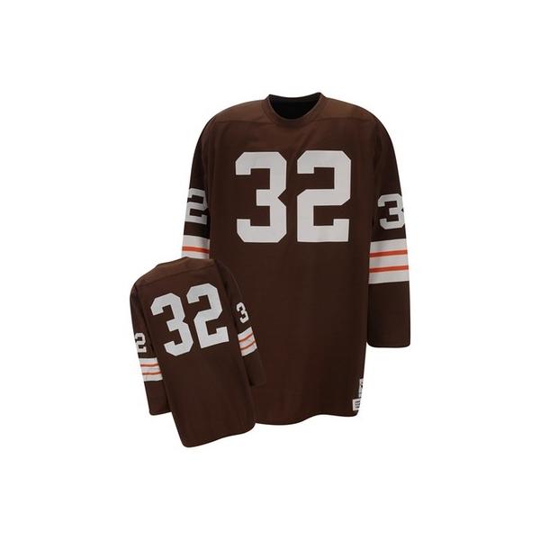 Jim Brown Cleveland Football Jersey - Cleveland #32 Football Jersey(Brown Throwback Long sleeves)