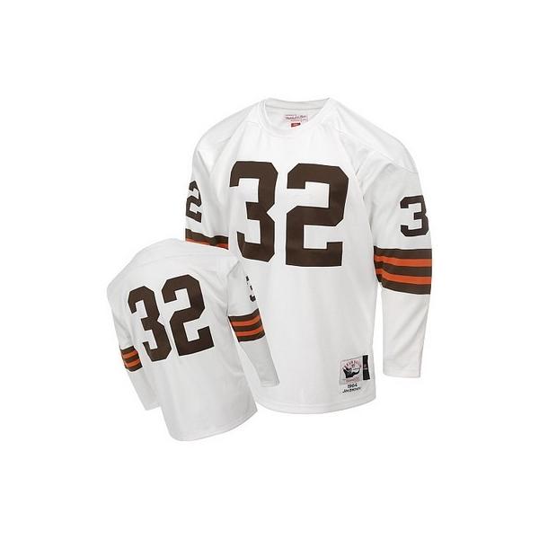 Jim Brown Cleveland Football Jersey - Cleveland #32 Football Jersey(White Throwback Long sleeves)