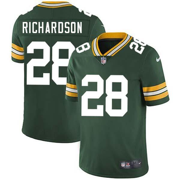 Green Sean Richardson Packers Jersey Custom Sewn-on Patches Mens Womens Youth