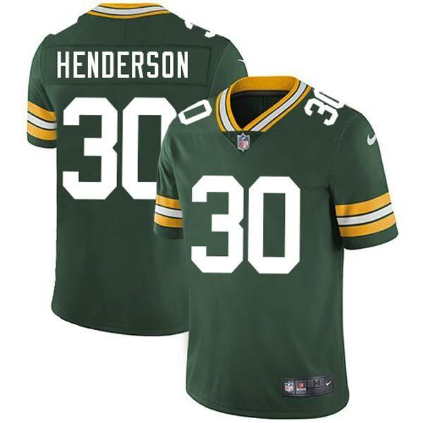 Green William Henderson Packers Jersey Custom Sewn-on Patches Mens Womens Youth