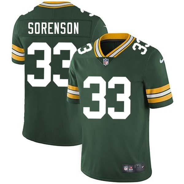 Green Glen Sorenson Packers Jersey Custom Sewn-on Patches Mens Womens Youth