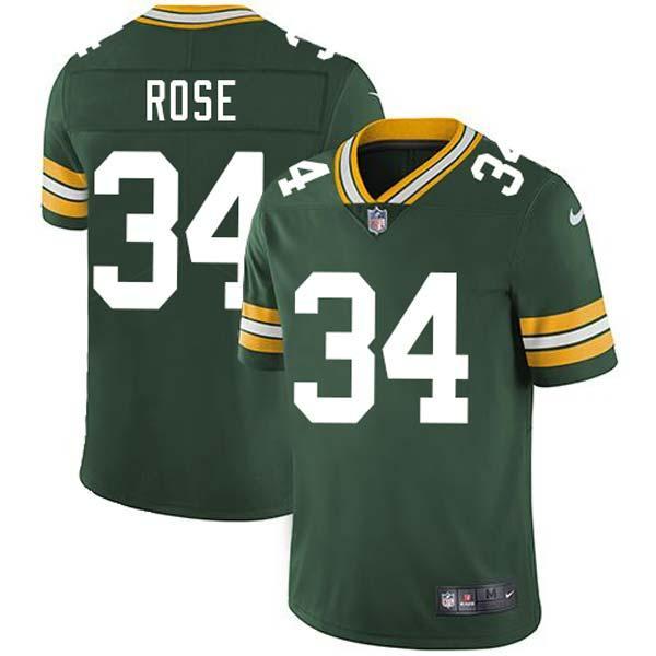 Green Al Rose Packers Jersey Custom Sewn-on Patches Mens Womens Youth