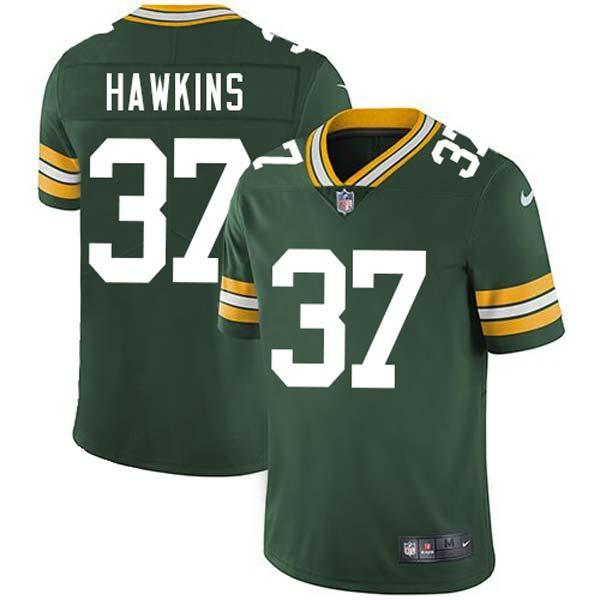 Green Michael Hawkins Packers Jersey Custom Sewn-on Patches Mens Womens Youth