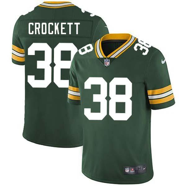 Green John Crockett Packers Jersey Custom Sewn-on Patches Mens Womens Youth