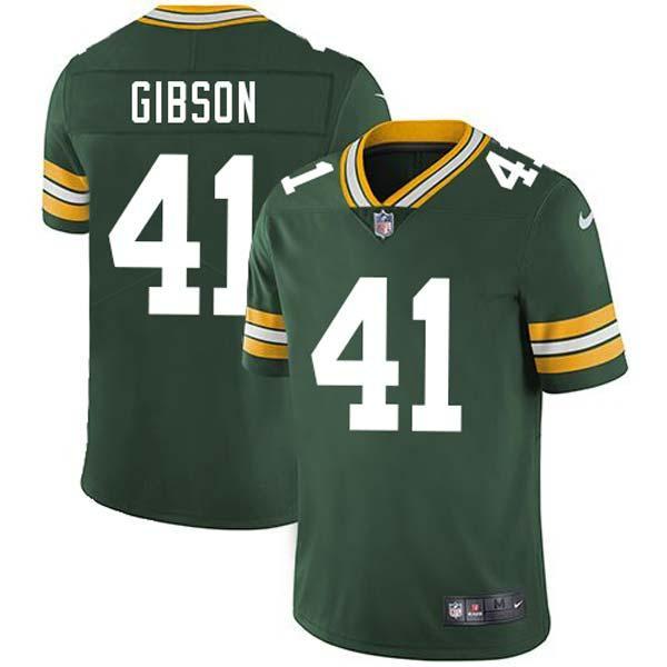 Green Paul Gibson Packers Jersey Custom Sewn-on Patches Mens Womens Youth