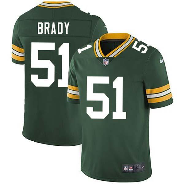 Green Jeff Brady Packers Jersey Custom Sewn-on Patches Mens Womens Youth