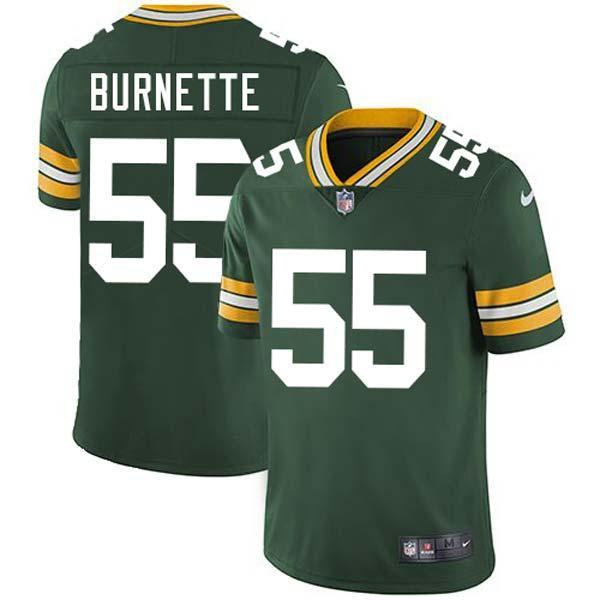Green Reggie Burnette Packers Jersey Custom Sewn-on Patches Mens Womens Youth