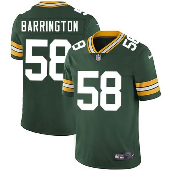Green Sam Barrington Packers Jersey Custom Sewn-on Patches Mens Womens Youth