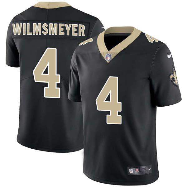 Black Klaus Wilmsmeyer Saints #4 Stitched American Football Jersey Custom Sewn-on Patches Mens Womens Youth