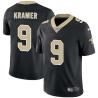 Black Tommy Kramer Saints #9 Stitched American Football Jersey Custom Sewn-on Patches Mens Womens Youth