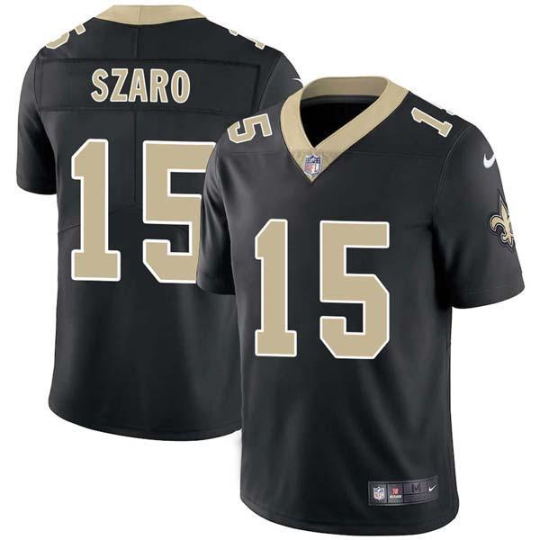 Black Rich Szaro Saints #15 Stitched American Football Jersey Custom Sewn-on Patches Mens Womens Youth