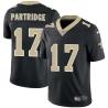 Black Rick Partridge Saints #17 Stitched American Football Jersey Custom Sewn-on Patches Mens Womens Youth