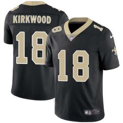 Black Keith Kirkwood Saints #18 Stitched American Football Jersey Custom Sewn-on Patches Mens Womens Youth