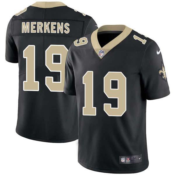 Black Guido Merkens Saints #19 Stitched American Football Jersey Custom Sewn-on Patches Mens Womens Youth