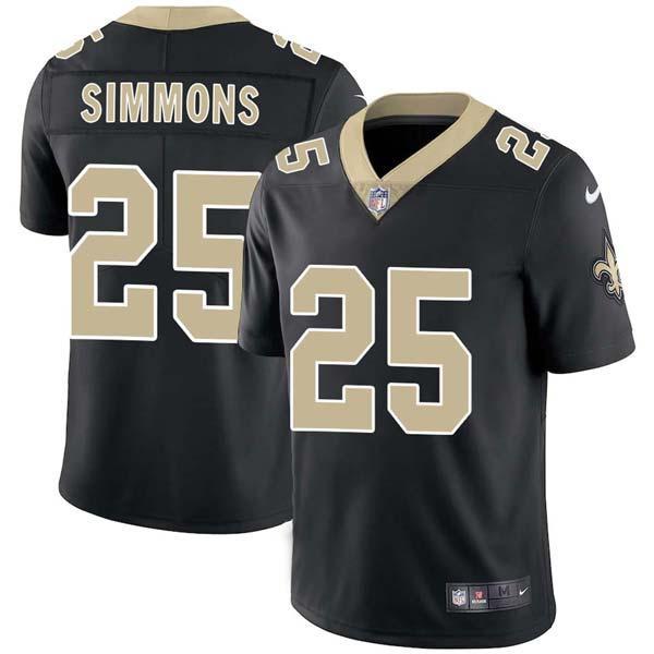 Black Jerry Simmons Saints #25 Stitched American Football Jersey Custom Sewn-on Patches Mens Womens Youth