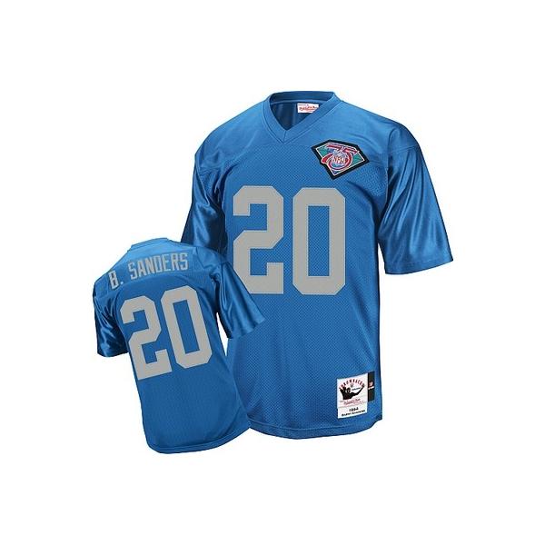 Barry Sanders Detroit Football Jersey - Detroit #20 Football Jersey(Blue Throwback 75th)