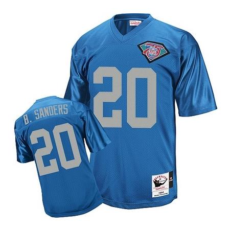 Barry Sanders Detroit Football Jersey - Detroit #20 Football Jersey(Blue Throwback 75th)