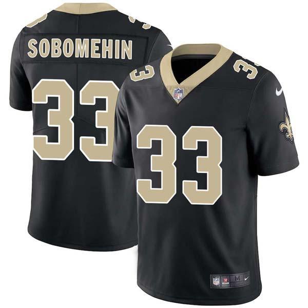 Black Olaniyi Sobomehin Saints #33 Stitched American Football Jersey Custom Sewn-on Patches Mens Womens Youth