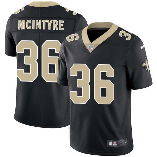 Black Corey McIntyre Saints #36 Stitched American Football Jersey Custom Sewn-on Patches Mens Womens Youth