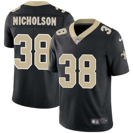 Black Calvin Nicholson Saints #38 Stitched American Football Jersey Custom Sewn-on Patches Mens Womens Youth
