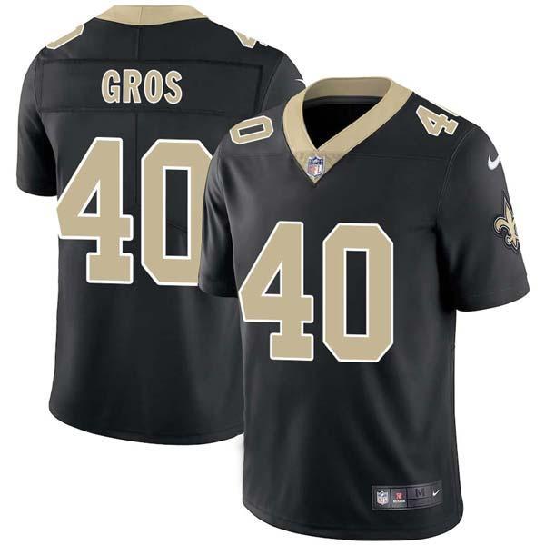 Black Earl Gros Saints #40 Stitched American Football Jersey Custom Sewn-on Patches Mens Womens Youth
