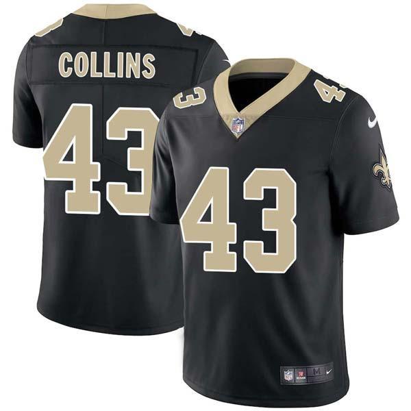 Black Larry Collins Saints #43 Stitched American Football Jersey Custom Sewn-on Patches Mens Womens Youth