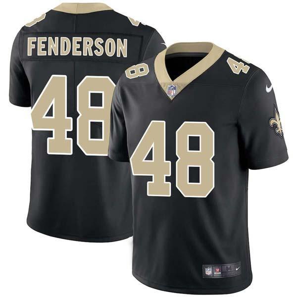 Black James Fenderson Saints #48 Stitched American Football Jersey Custom Sewn-on Patches Mens Womens Youth