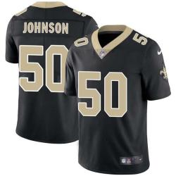Black John Johnson Saints #50 Stitched American Football Jersey Custom Sewn-on Patches Mens Womens Youth