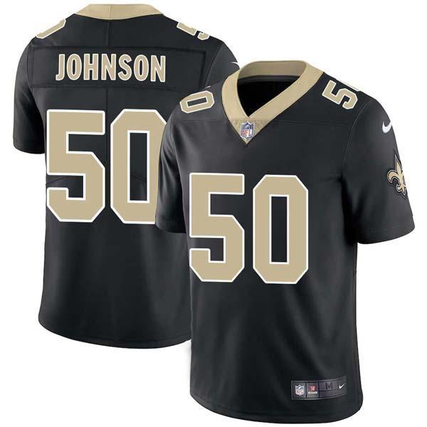 Black John Johnson Saints #50 Stitched American Football Jersey Custom Sewn-on Patches Mens Womens Youth