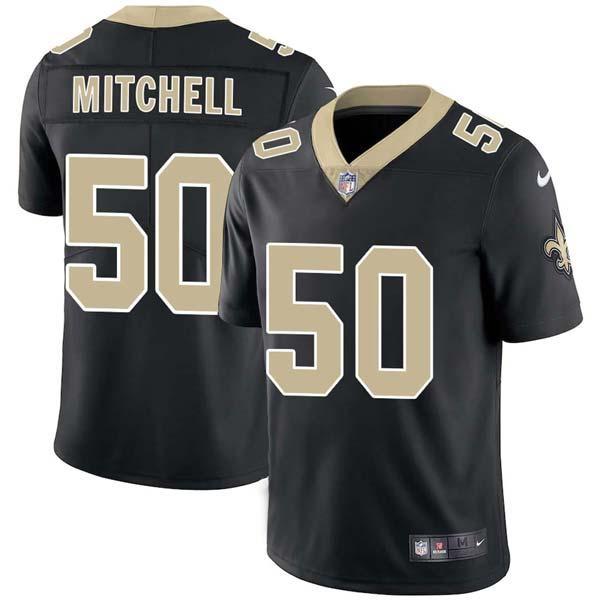 Black Kevin Mitchell Saints #50 Stitched American Football Jersey Custom Sewn-on Patches Mens Womens Youth
