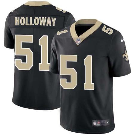 Black Stan Holloway Saints #51 Stitched American Football Jersey Custom Sewn-on Patches Mens Womens Youth