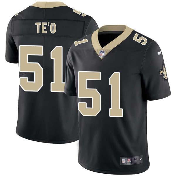 Black Manti Te'o Saints #51 Stitched American Football Jersey Custom Sewn-on Patches Mens Womens Youth