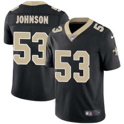 Black Vaughan Johnson Saints #53 Stitched American Football Jersey Custom Sewn-on Patches Mens Womens Youth