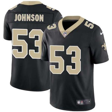 Black Vaughan Johnson Saints #53 Stitched American Football Jersey Custom Sewn-on Patches Mens Womens Youth