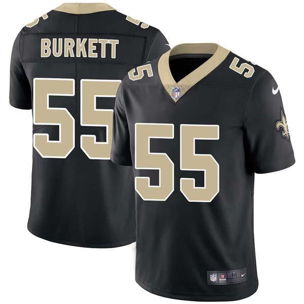 Black Jackie Burkett Saints #55 Stitched American Football Jersey Custom Sewn-on Patches Mens Womens Youth