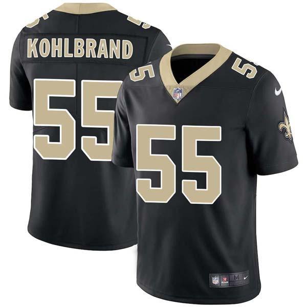 Black Joe Kohlbrand Saints #55 Stitched American Football Jersey Custom Sewn-on Patches Mens Womens Youth