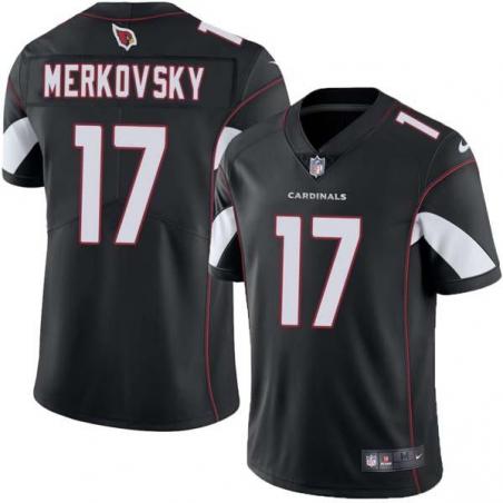 Black Elmer Merkovsky Cardinals #17 Stitched American Football Jersey Custom Sewn-on Patches Mens Womens Youth