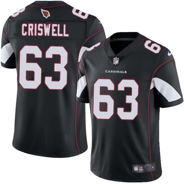 Black Kirby Criswell Cardinals #63 Stitched American Football Jersey Custom Sewn-on Patches Mens Womens Youth