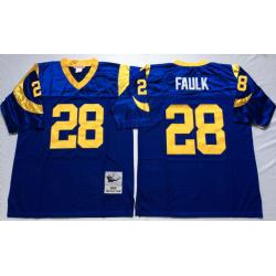 Blue Throwback Marshall Faulk St Louis Rams #28 Jersey