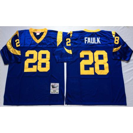 Blue Throwback Marshall Faulk St Louis Rams #28 Jersey