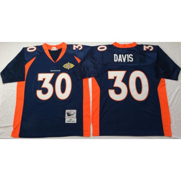 Terrell Davis Denver Football Jersey - Denver #30 Football Jersey(Navy Throwback)