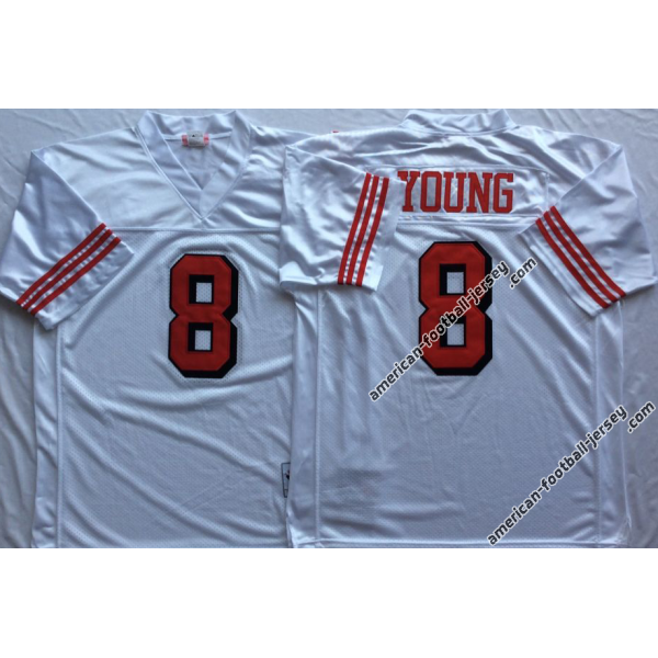 YOUNG SF #8 Football Jersey - Steve Young Football Jersey (White, 75th throwback)