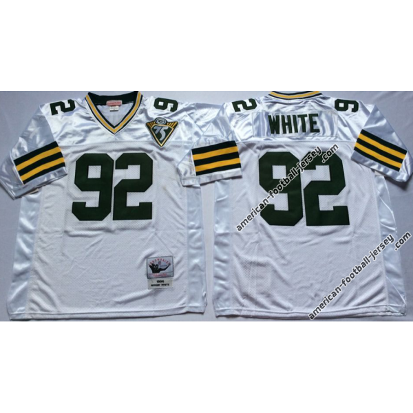 Reggie White Green Bay Football Jersey - Green Bay #92 Football Jersey(White Throwback 75th)