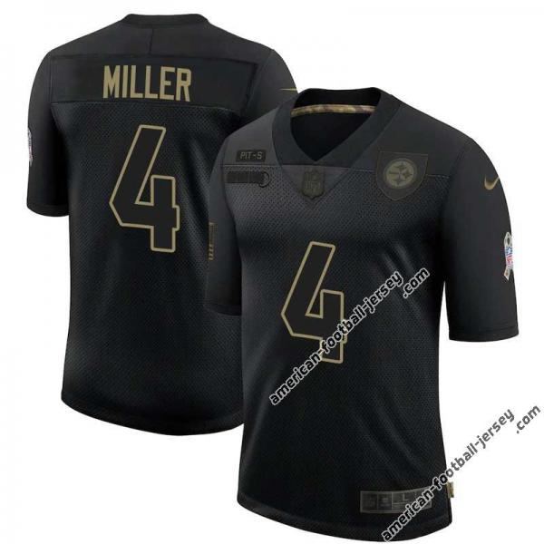 Black Josh Miller Steelers #4 Stitched Salute to Service Football Jersey Mens Womens Youth