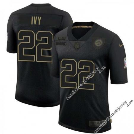 Black Pop Ivy Steelers #22 Stitched Salute to Service Football Jersey Mens Womens Youth