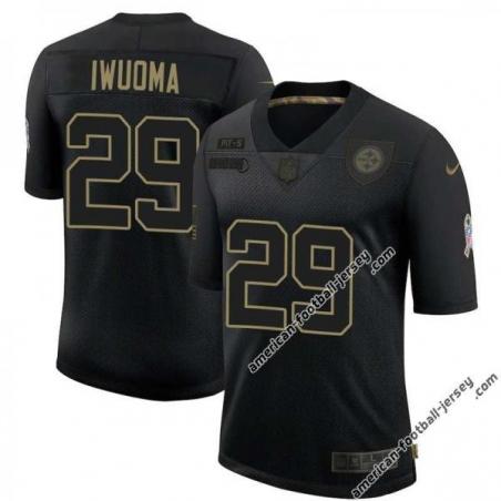 Black Chidi Iwuoma Steelers #29 Stitched Salute to Service Football Jersey Mens Womens Youth