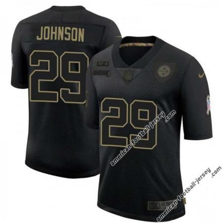 Black Ron Johnson Steelers #29 Stitched Salute to Service Football Jersey Mens Womens Youth