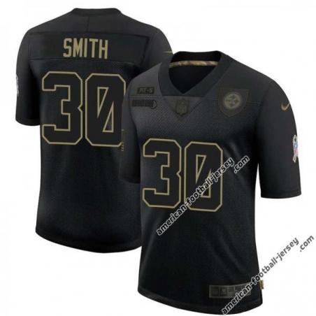 Black Truett Smith Steelers #30 Stitched Salute to Service Football Jersey Mens Womens Youth
