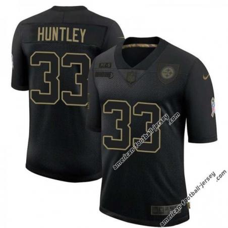 Black Richard Huntley Steelers #33 Stitched Salute to Service Football Jersey Mens Womens Youth